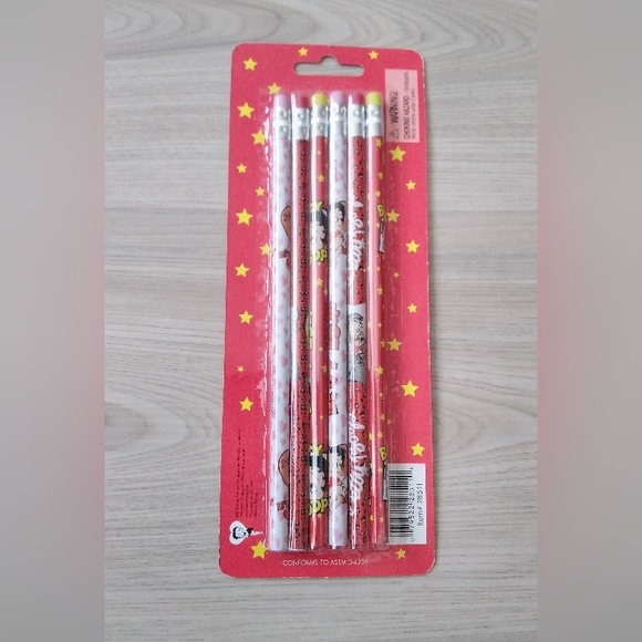 Betty Boop 6 pack pencils new old stock stationary cartoon writing - Picture 2 of 4